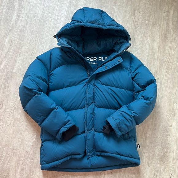 Aritzia TNA Super Puff Jacket Blue | Goose Down Puffer Coat - Picture 1 of 8